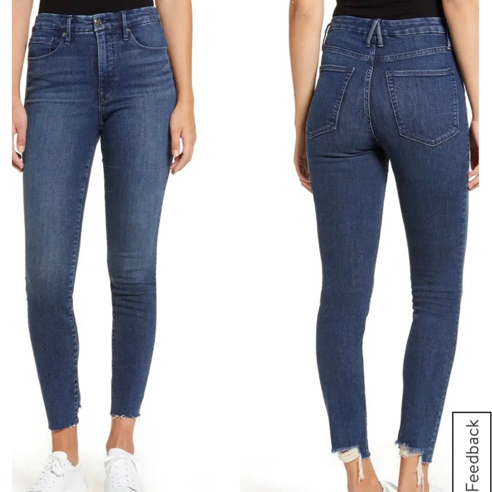 Good American Good Legs High Waist Raw Hem Skinny Jeans - Size 4